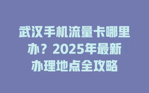 武汉手机流量卡哪里办？2025年最新办理地点全攻略