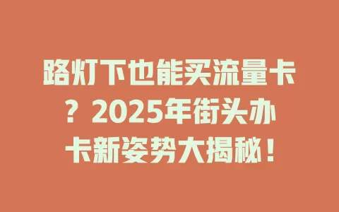 路灯下也能买流量卡？2025年街头办卡新姿势大揭秘！