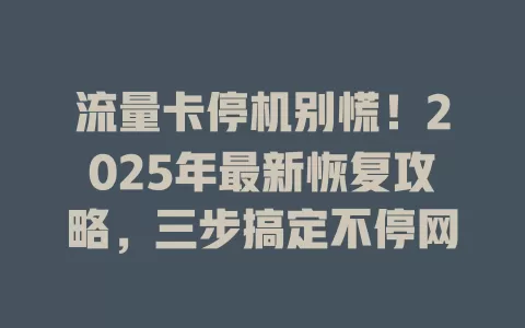 流量卡停机别慌！2025年最新恢复攻略，三步搞定不停网