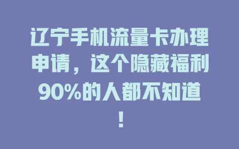 辽宁手机流量卡办理申请，这个隐藏福利90%的人都不知道！