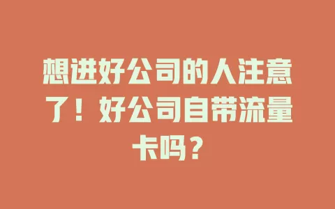 想进好公司的人注意了！好公司自带流量卡吗？