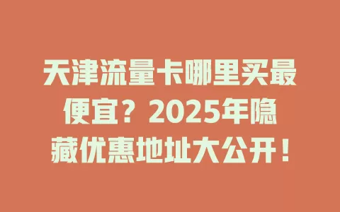 天津流量卡哪里买最便宜？2025年隐藏优惠地址大公开！