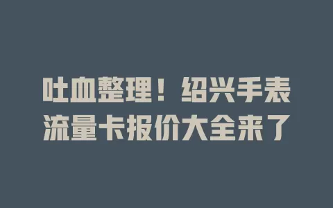吐血整理！绍兴手表流量卡报价大全来了