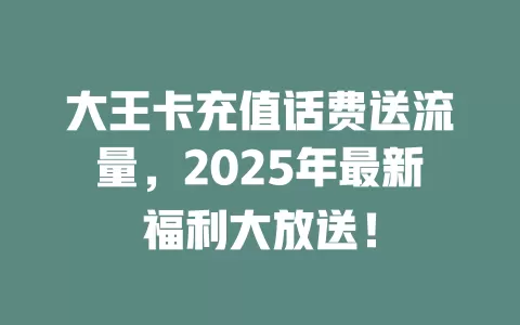 大王卡充值话费送流量，2025年最新福利大放送！