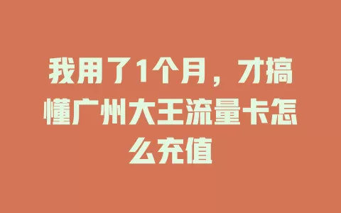 我用了1个月，才搞懂广州大王流量卡怎么充值