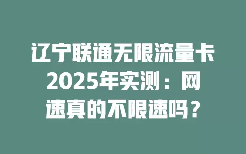 辽宁联通无限流量卡2025年实测：网速真的不限速吗？