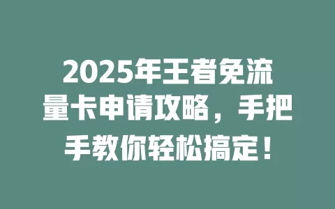 2025年王者免流量卡申请攻略，手把手教你轻松搞定！