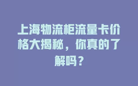 上海物流柜流量卡价格大揭秘，你真的了解吗？