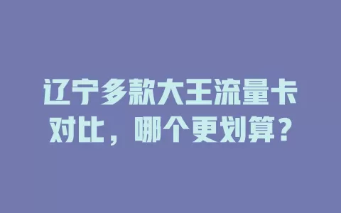 辽宁多款大王流量卡对比，哪个更划算？