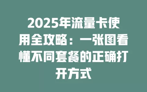 2025年流量卡使用全攻略：一张图看懂不同套餐的正确打开方式