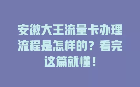 安徽大王流量卡办理流程是怎样的？看完这篇就懂！