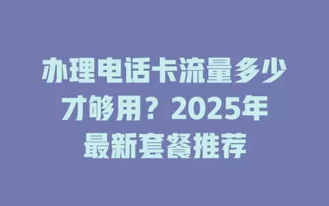 办理电话卡流量多少才够用？2025年最新套餐推荐