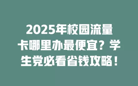 2025年校园流量卡哪里办最便宜？学生党必看省钱攻略！