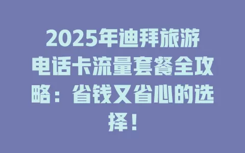 2025年迪拜旅游电话卡流量套餐全攻略：省钱又省心的选择！