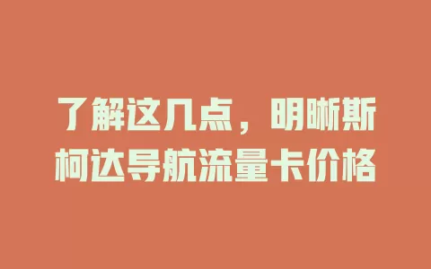 了解这几点，明晰斯柯达导航流量卡价格