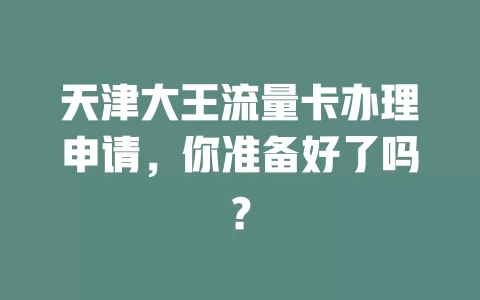 天津大王流量卡办理申请，你准备好了吗？