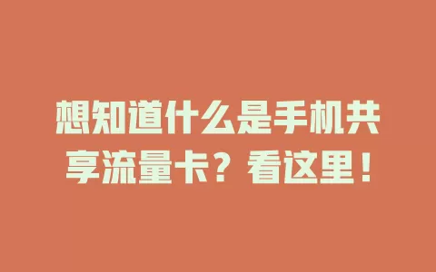 想知道什么是手机共享流量卡？看这里！