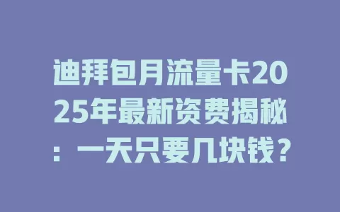 迪拜包月流量卡2025年最新资费揭秘：一天只要几块钱？