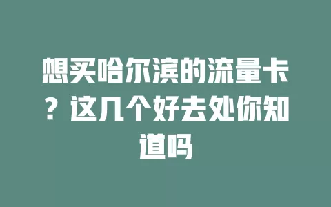 想买哈尔滨的流量卡？这几个好去处你知道吗