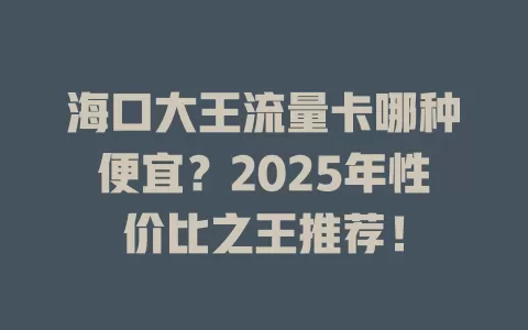 海口大王流量卡哪种便宜？2025年性价比之王推荐！