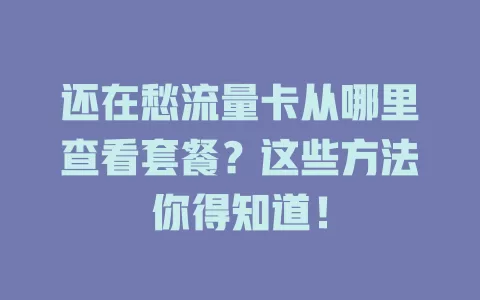 还在愁流量卡从哪里查看套餐？这些方法你得知道！