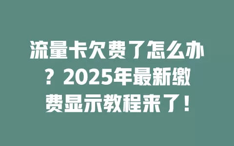 流量卡欠费了怎么办？2025年最新缴费显示教程来了！