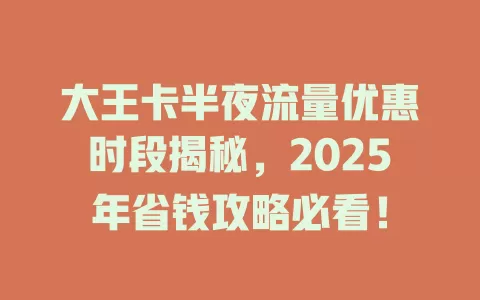 大王卡半夜流量优惠时段揭秘，2025年省钱攻略必看！