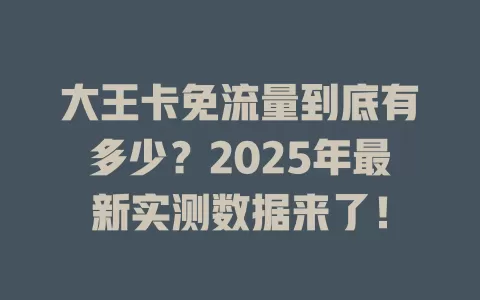 大王卡免流量到底有多少？2025年最新实测数据来了！