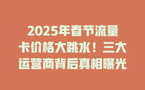 2025年春节流量卡价格大跳水！三大运营商背后真相曝光
