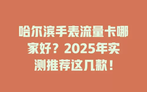 哈尔滨手表流量卡哪家好？2025年实测推荐这几款！
