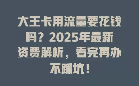 大王卡用流量要花钱吗？2025年最新资费解析，看完再办不踩坑！