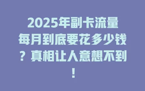 2025年副卡流量每月到底要花多少钱？真相让人意想不到！