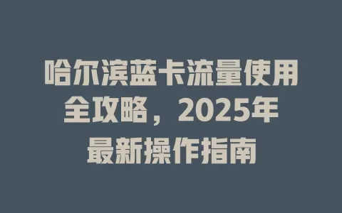 哈尔滨蓝卡流量使用全攻略，2025年最新操作指南