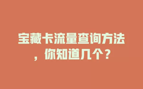 宝藏卡流量查询方法，你知道几个？