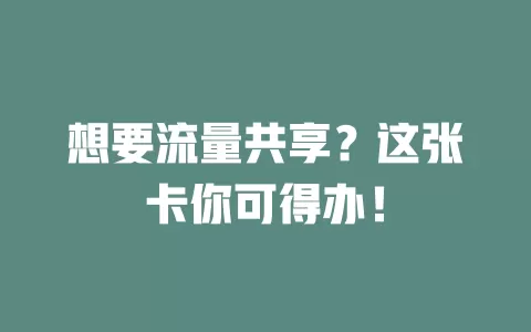 想要流量共享？这张卡你可得办！