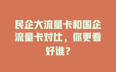 民企大流量卡和国企流量卡对比，你更看好谁？