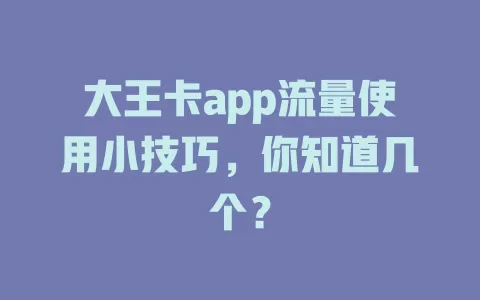 大王卡app流量使用小技巧，你知道几个？