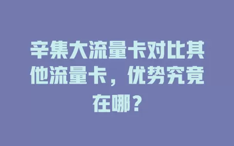辛集大流量卡对比其他流量卡，优势究竟在哪？
