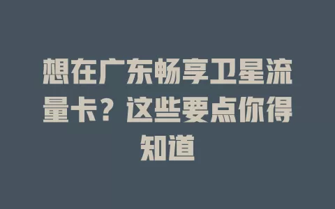 想在广东畅享卫星流量卡？这些要点你得知道