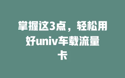 掌握这3点，轻松用好univ车载流量卡
