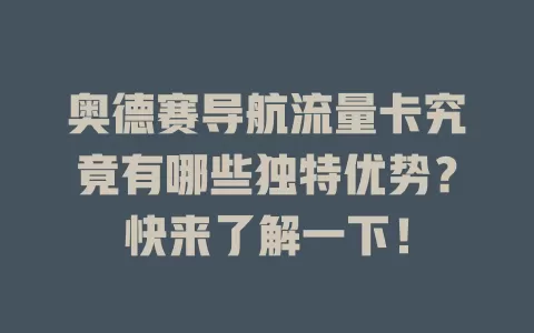 奥德赛导航流量卡究竟有哪些独特优势？快来了解一下！