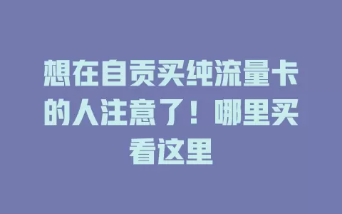 想在自贡买纯流量卡的人注意了！哪里买看这里