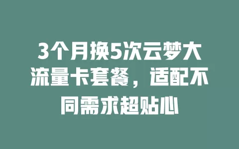 3个月换5次云梦大流量卡套餐，适配不同需求超贴心
