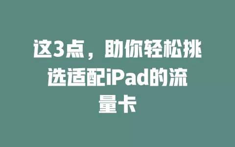 这3点，助你轻松挑选适配iPad的流量卡