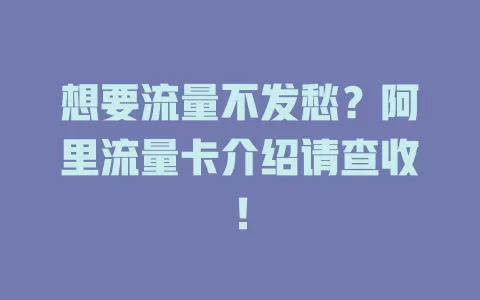 想要流量不发愁？阿里流量卡介绍请查收！