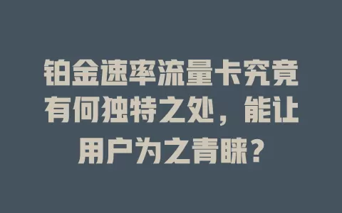 铂金速率流量卡究竟有何独特之处，能让用户为之青睐？