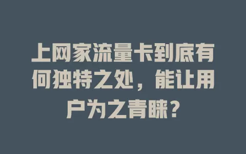 上网家流量卡到底有何独特之处，能让用户为之青睐？