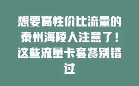 想要高性价比流量的泰州海陵人注意了！这些流量卡套餐别错过