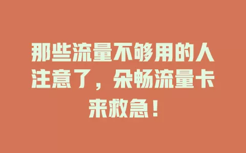 那些流量不够用的人注意了，朵畅流量卡来救急！