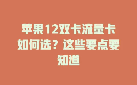 苹果12双卡流量卡如何选？这些要点要知道